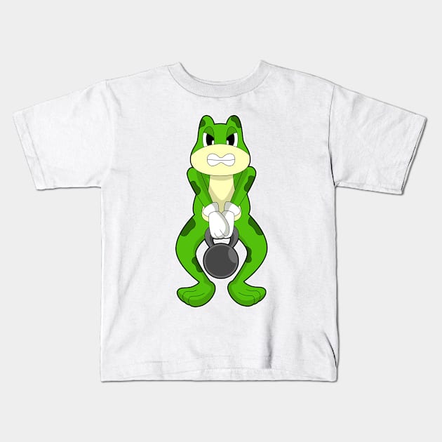 Frog Bodybuilding Dumbbell Kids T-Shirt by Markus Schnabel